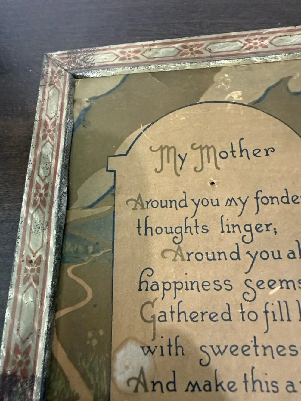 Vintage Mothers Day Greetings Metal Framed Collectable Print 7x9 Inches Set of 2